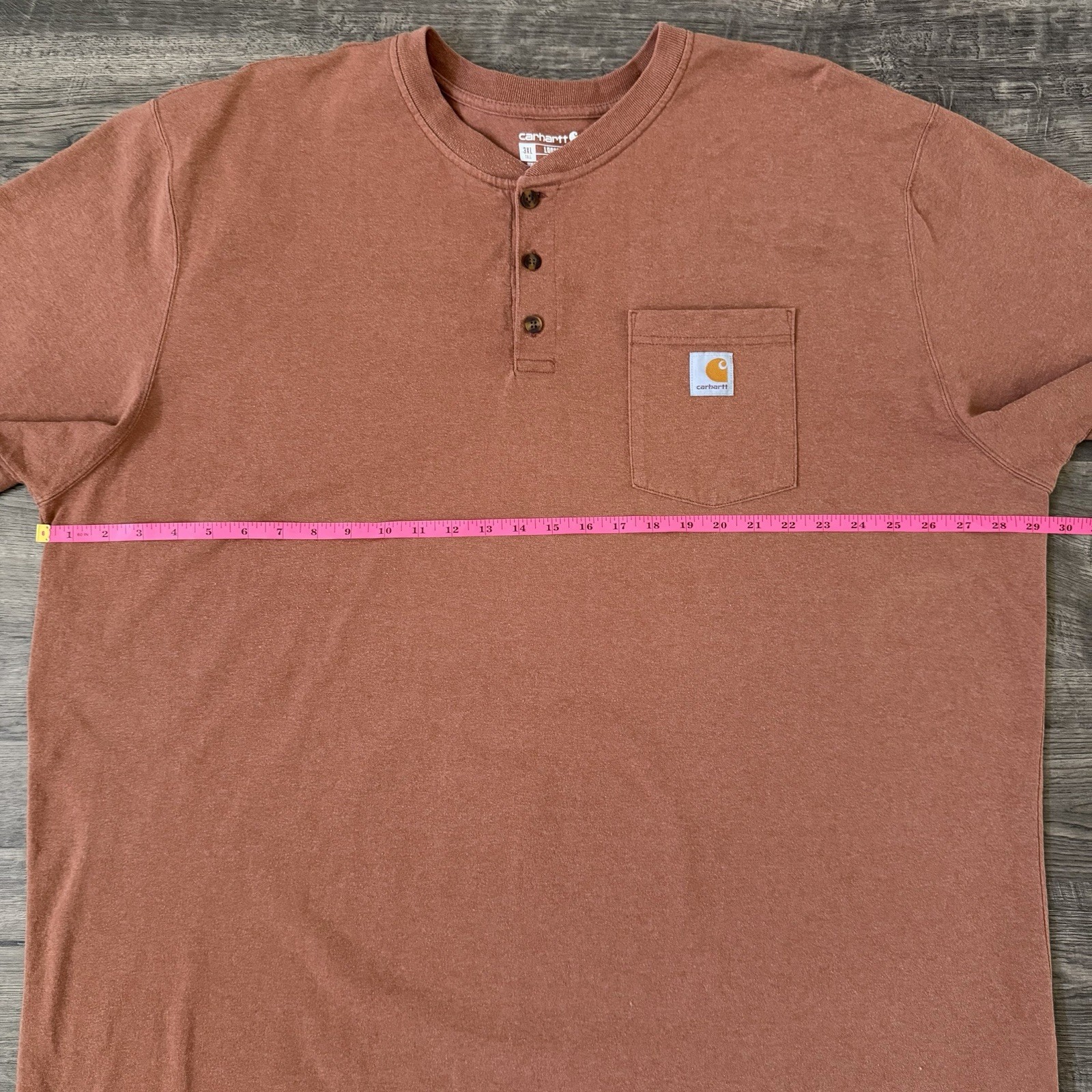 Carhartt Dearborn Loose Fit Henley Pocket T Shirt Rust Mens 3XLT Tall Workwear