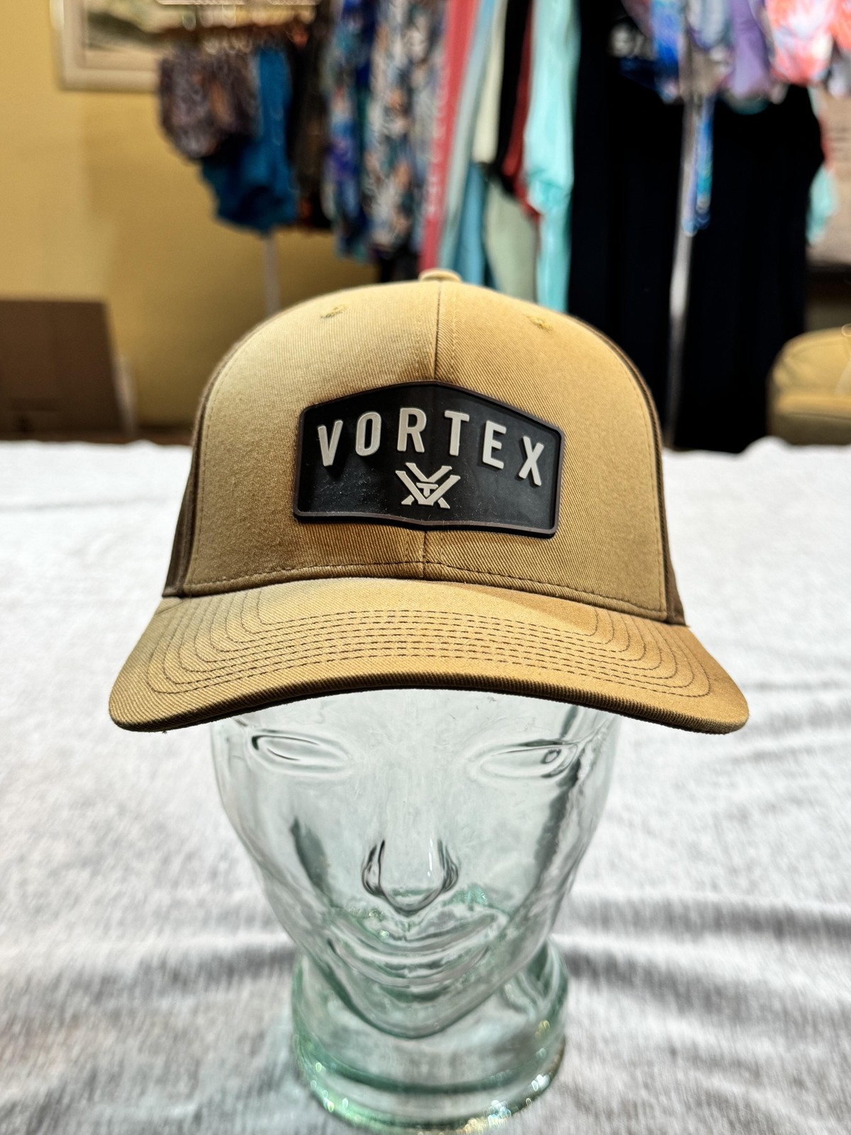 Vortex Hat Cap Snap Back One Size Brown Logo Patch Mens Optics Hunting Outdoors