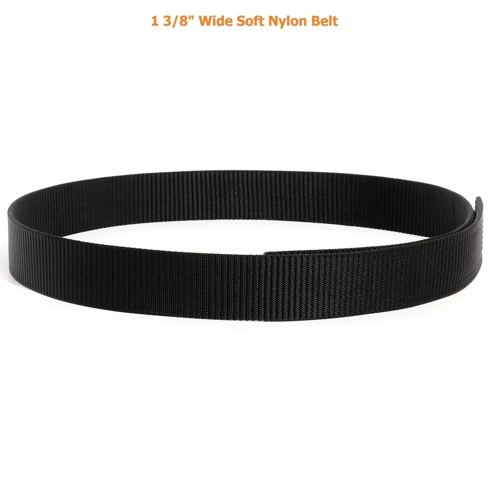 No-Scratch Nylon Belt 1 3/8″ No Metal Buckle Belt with Hook & Loop Closure TSA
