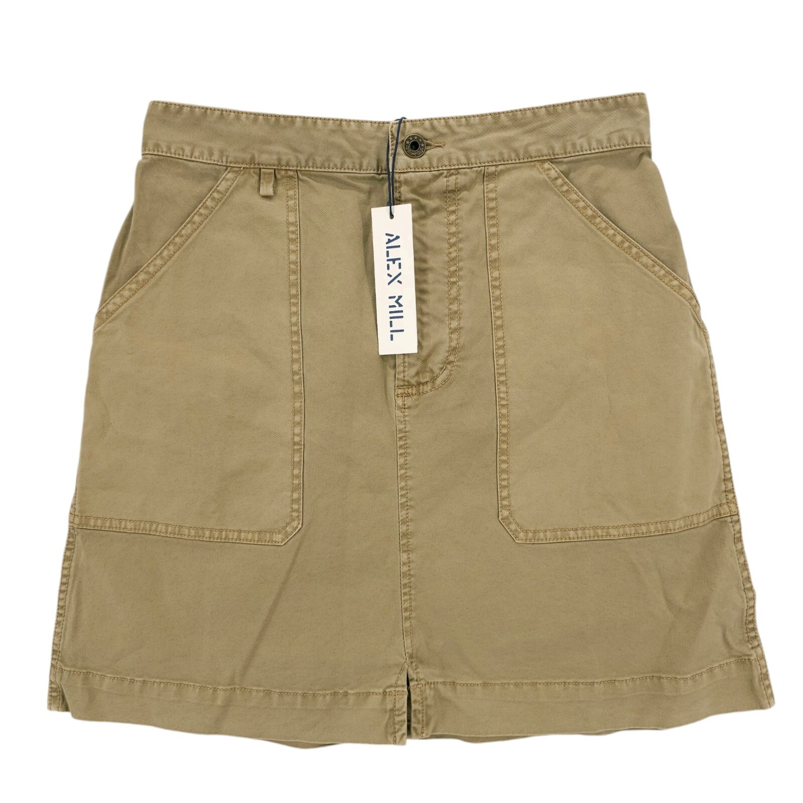 NWT ALEX MILL Khaki Washed Twill Pocket Mini Skirt Cotton Spandex Size 6