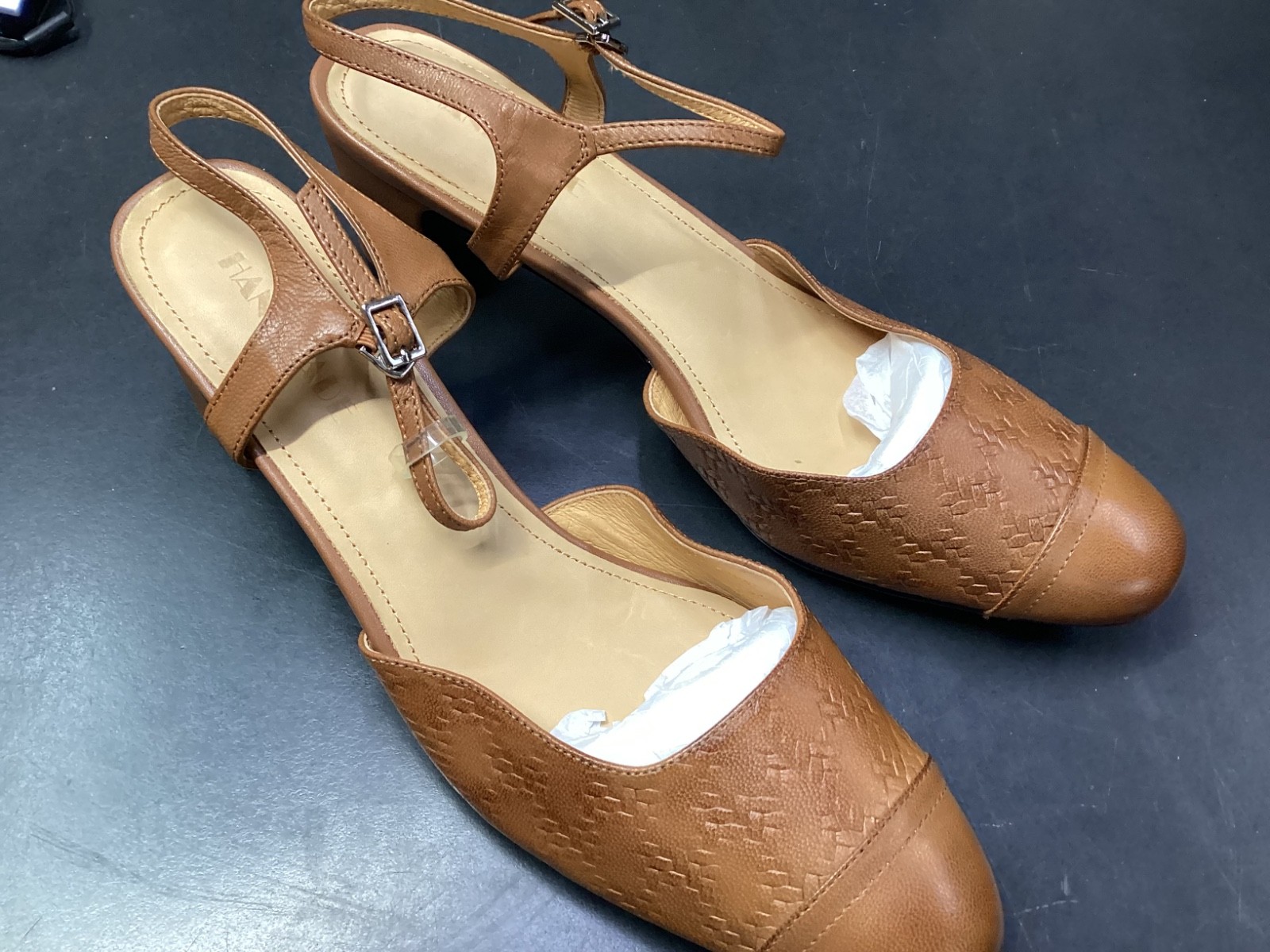 Women’s Handmade Leather 2.5 inch Block Heeland Buckle Ankle Shoes