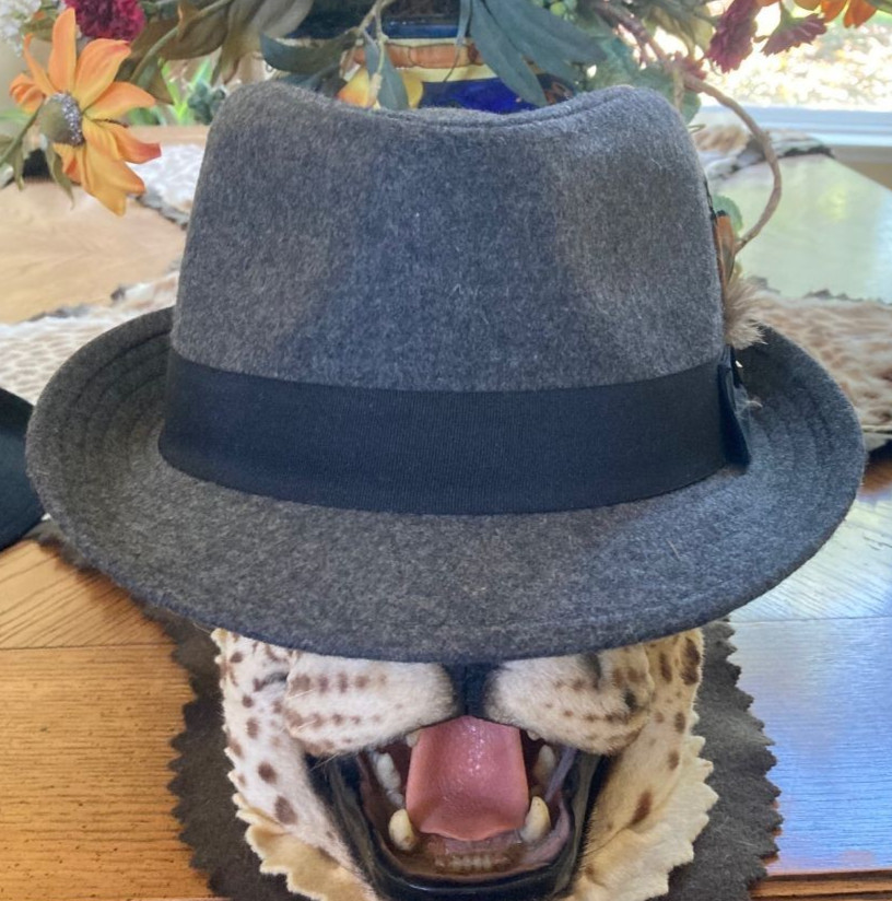 DORFMAN PACIFIC * MENS GREY WOOL FEDORA HAT * XL * NEW LINED BLUES JAZZ PORK PIE