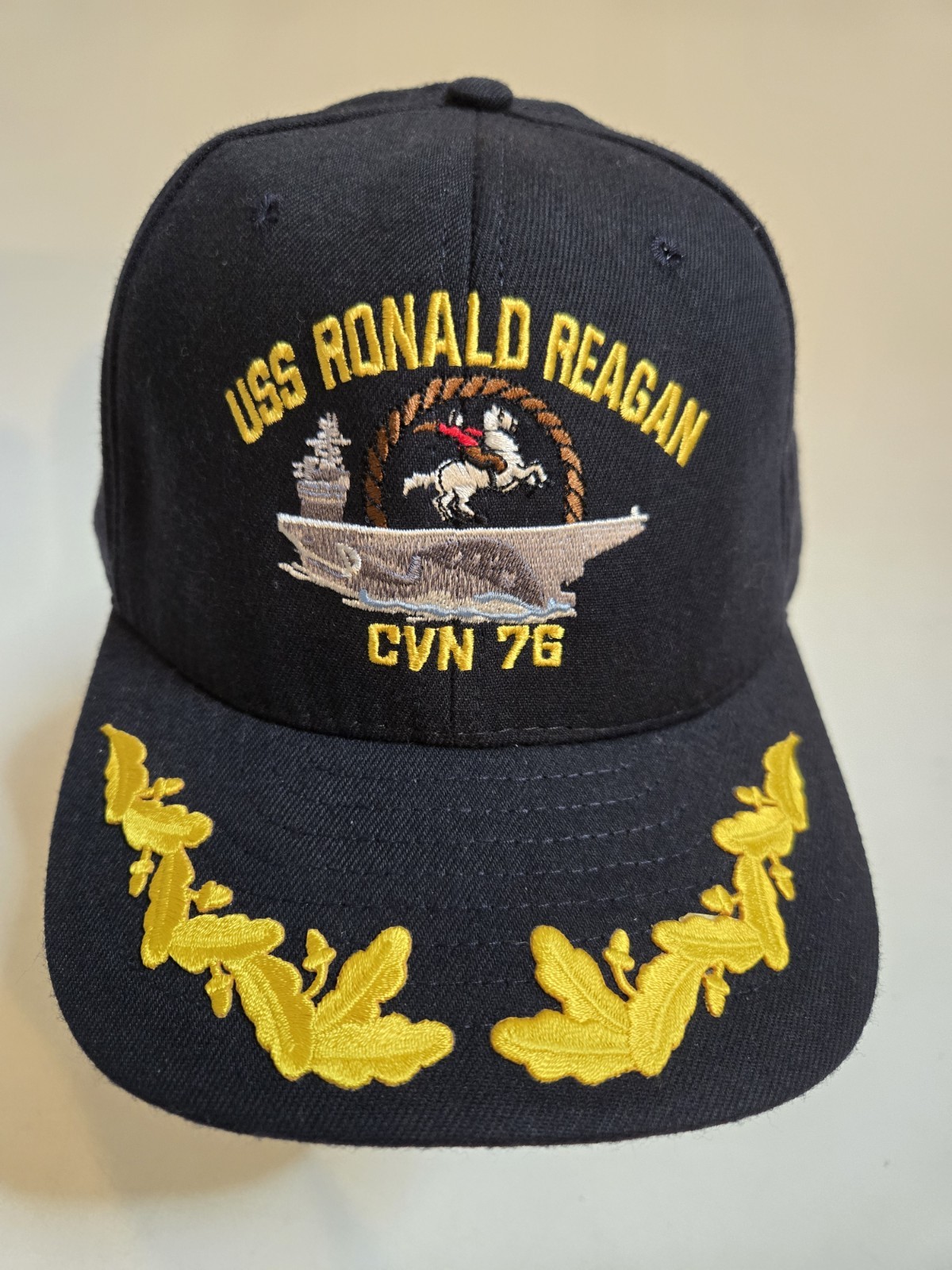 USS Ronald Reagan CVN 76 Adjustable Snapback Navy Hat Cap Dark Blue USA
