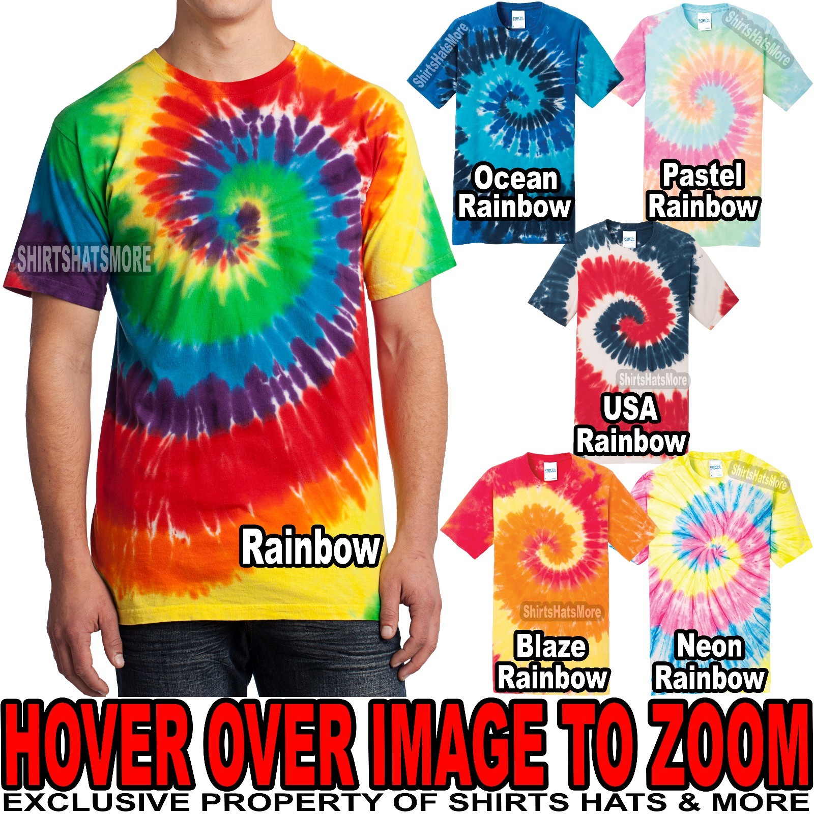 Tie Dye Mens T-Shirt RAINBOW Tye Dyed Tee S, M, L, XL, 2XL, 3XL, 4XL NEW