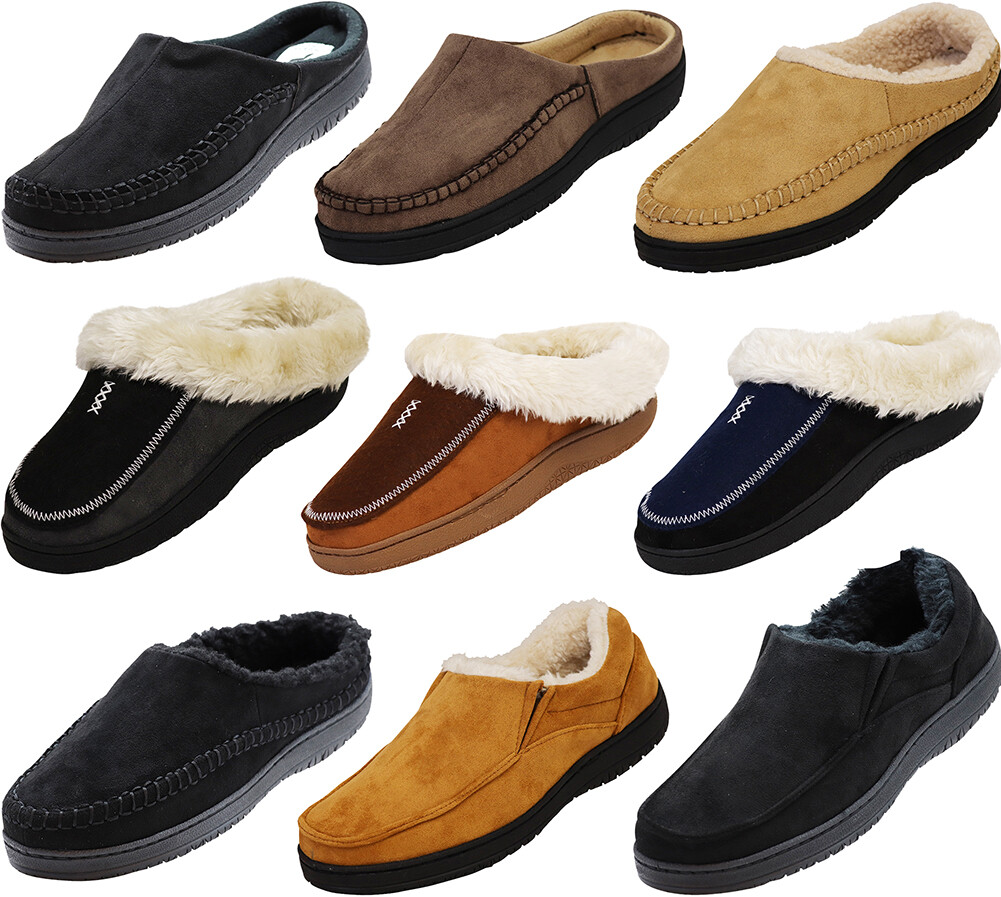Norty Shoe New Mens Slippers Men’s Lightweight Slip-On House Casual Faux Suede