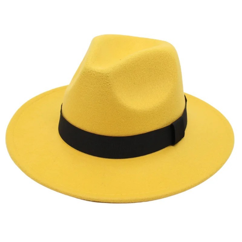 Wool Felt Wide Brim Fedora Hats for Women Men
