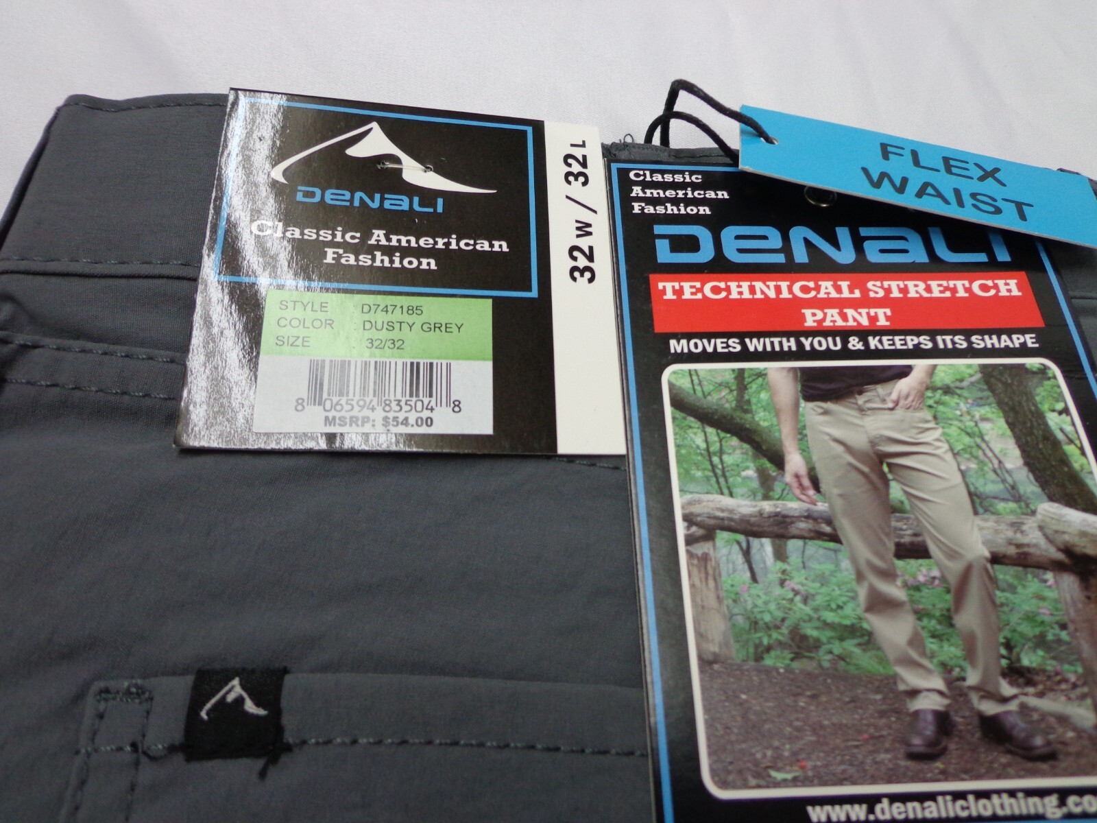 DENALI Dusty Grey Technical Stretch Pants Flex Waist NWT 32/32 MSRP $54