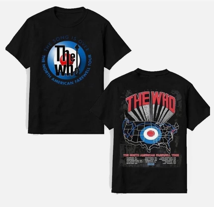 New!!! The Who The Song Is Over Tour 2025 Map Showing Farewell T-Shirt