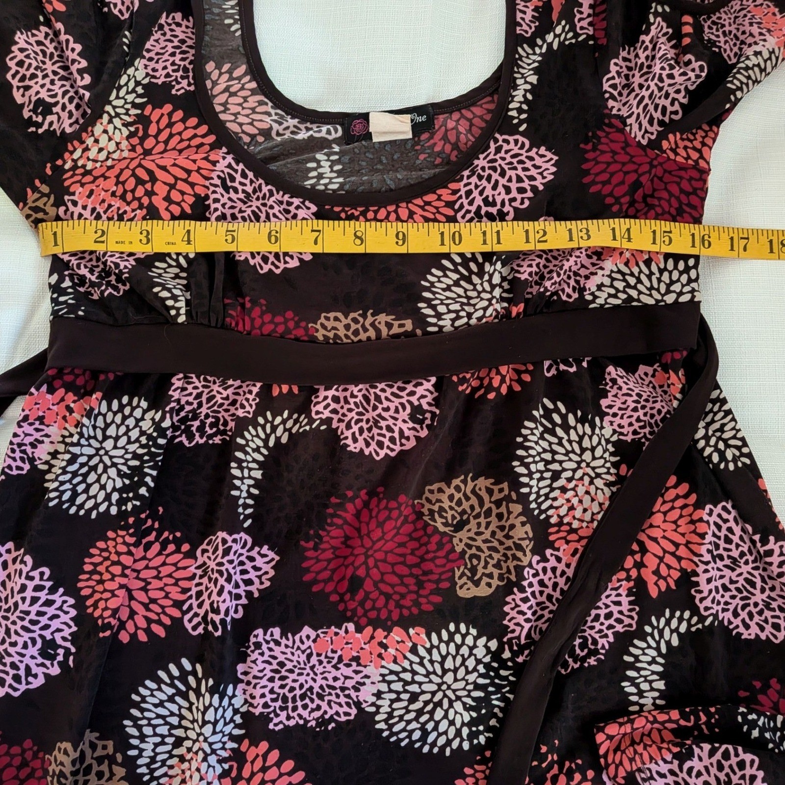 Y2K Floral Empire Waist Babydoll Boho Top Festival Indie Sleaze Artsy Medium