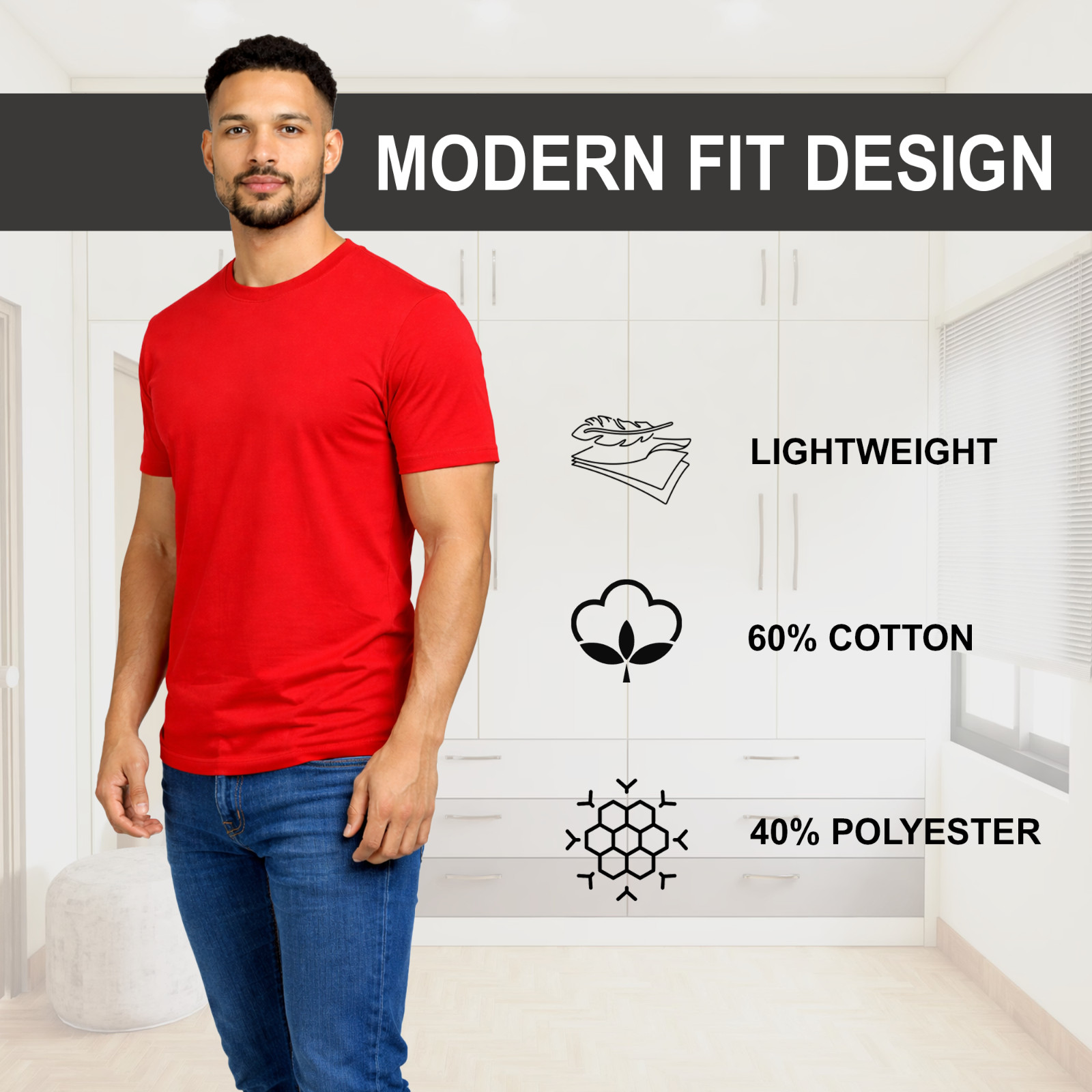 Men’s Crew Neck Casual T-Shirts | Cotton Blend Tees S-3XL | Free Shipping