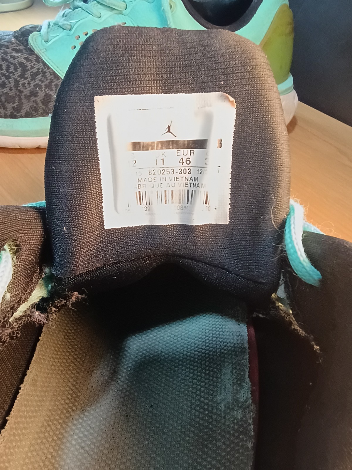 Nike Air Jordan Lunarlon Turquoise Black Trainers 820253-303 Mens Size 12