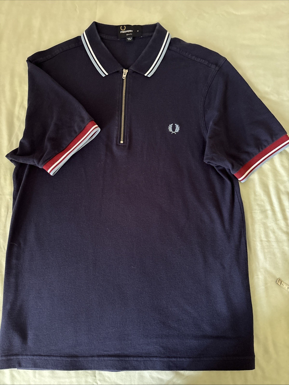 Fred Perry Polo Shirt, Half Zipper, M Slim Fit