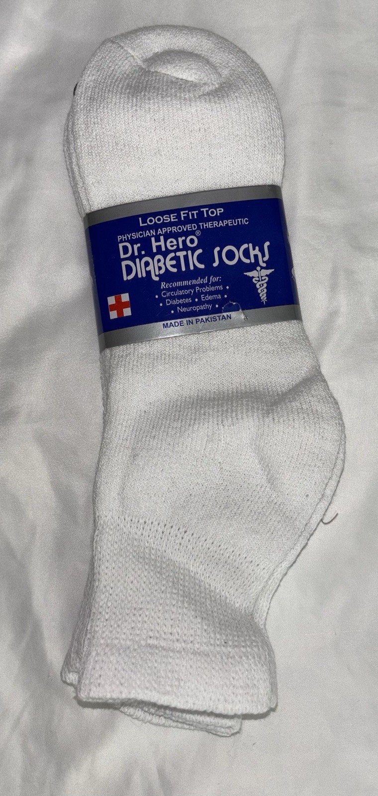 Dr. Hero Rodex Diabetic Socks / 3 Pair / White / Adults Size 10-13 NEW