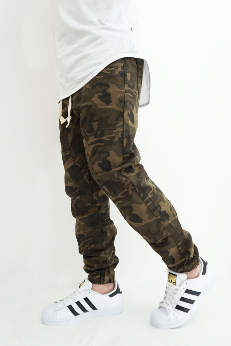 MEN’S OLIVE CAMO TWILL DROP CROTCH JOGGER PANTS SIZE S-5XL VICTORIOUS FREE SHIP