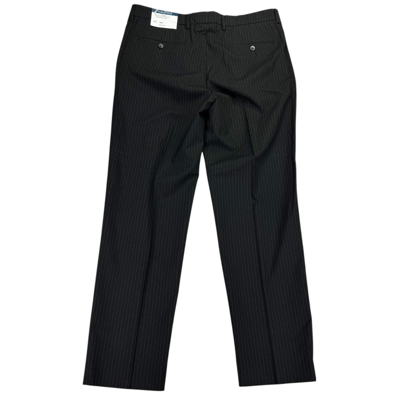 Nautica Mens 2-Piece Modern Fit Active Stretch Pinstripe Suit Black 42R 36W