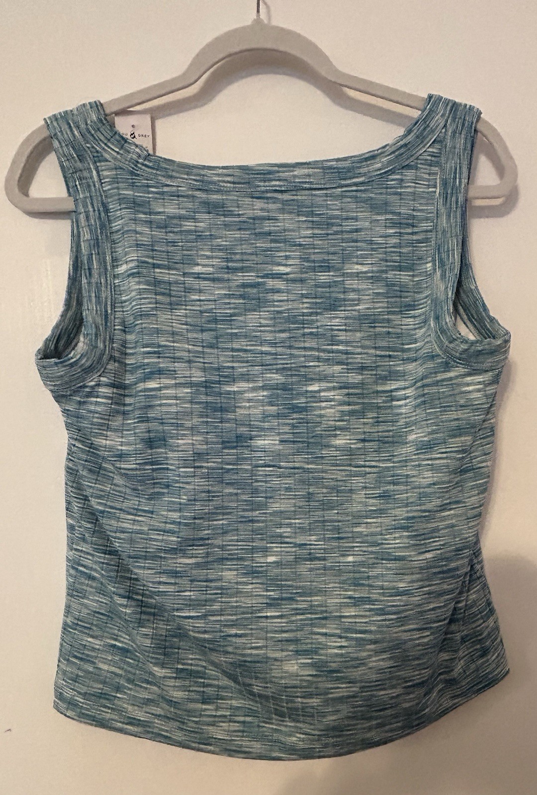 NWT Lou & Grey Light Blue Patterned Cropped Scoop Neck Tank