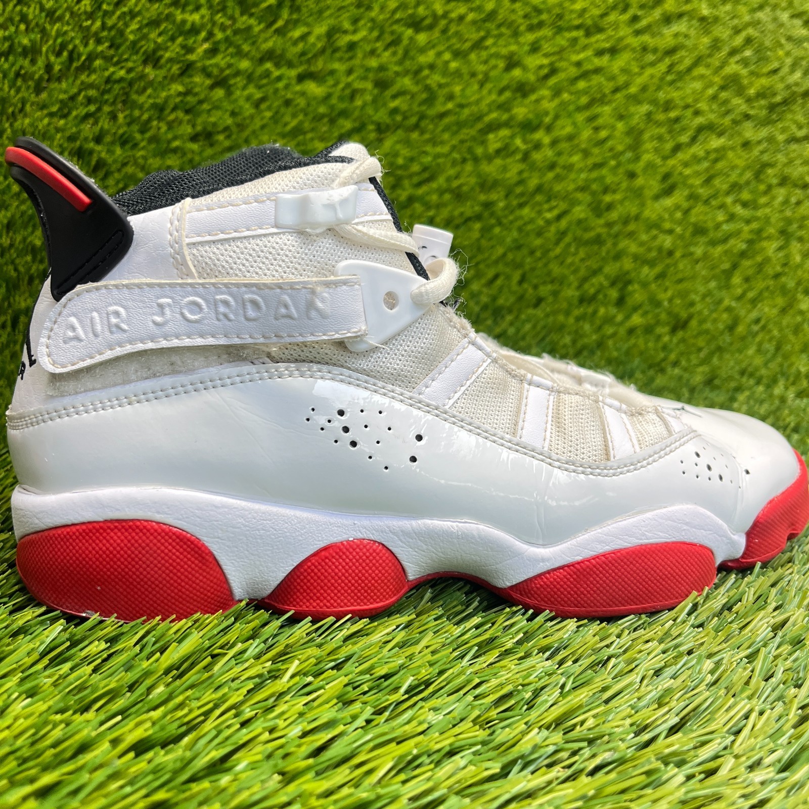 Nike Air Jordan 6 Rings Boys Size 4.5Y White Athletic Basketball Shoes Sneakers
