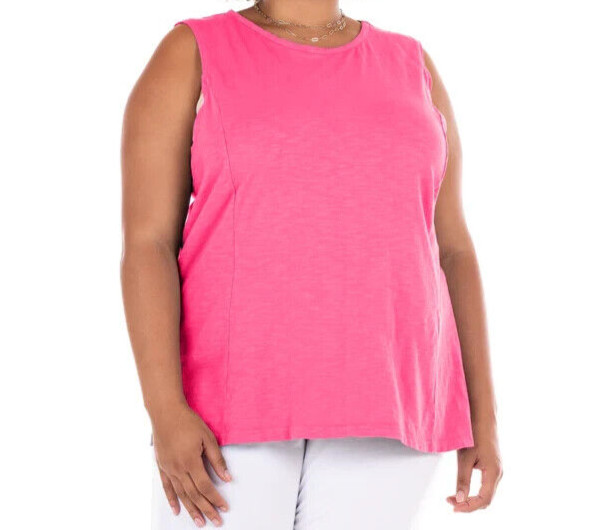 FRESH PRODUCE 2X Cosmos Pink Cotton CHLOE $45 Key Hole TANK Top NWT New 2X