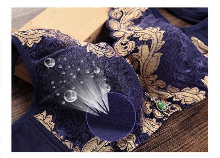 Womens Bra Sexy Floral Cup Comfy Deep V Push Up Bra Wireless Lingerie Healthy BC