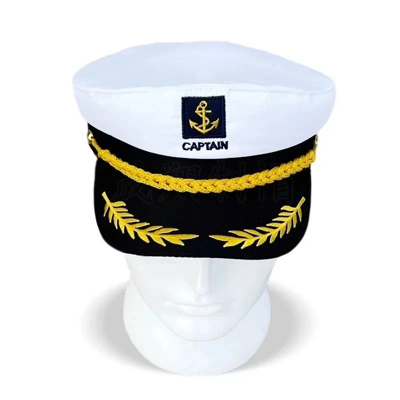 Adult Navy Captain Hat Yacht Sailor Skipper Ship Costume Hat Adjustable – Unisex