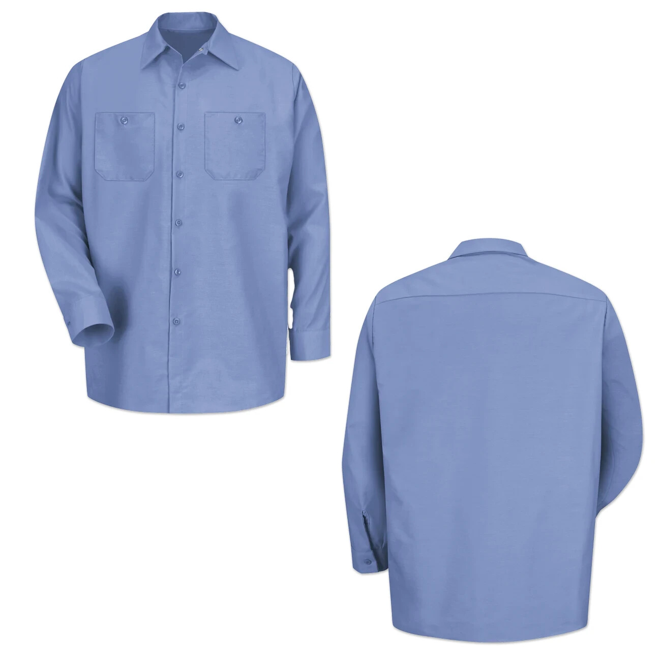 Red Kap Work Shirt Solid Color 2 Pocket Men’s Industrial Uniform Long Sleeve