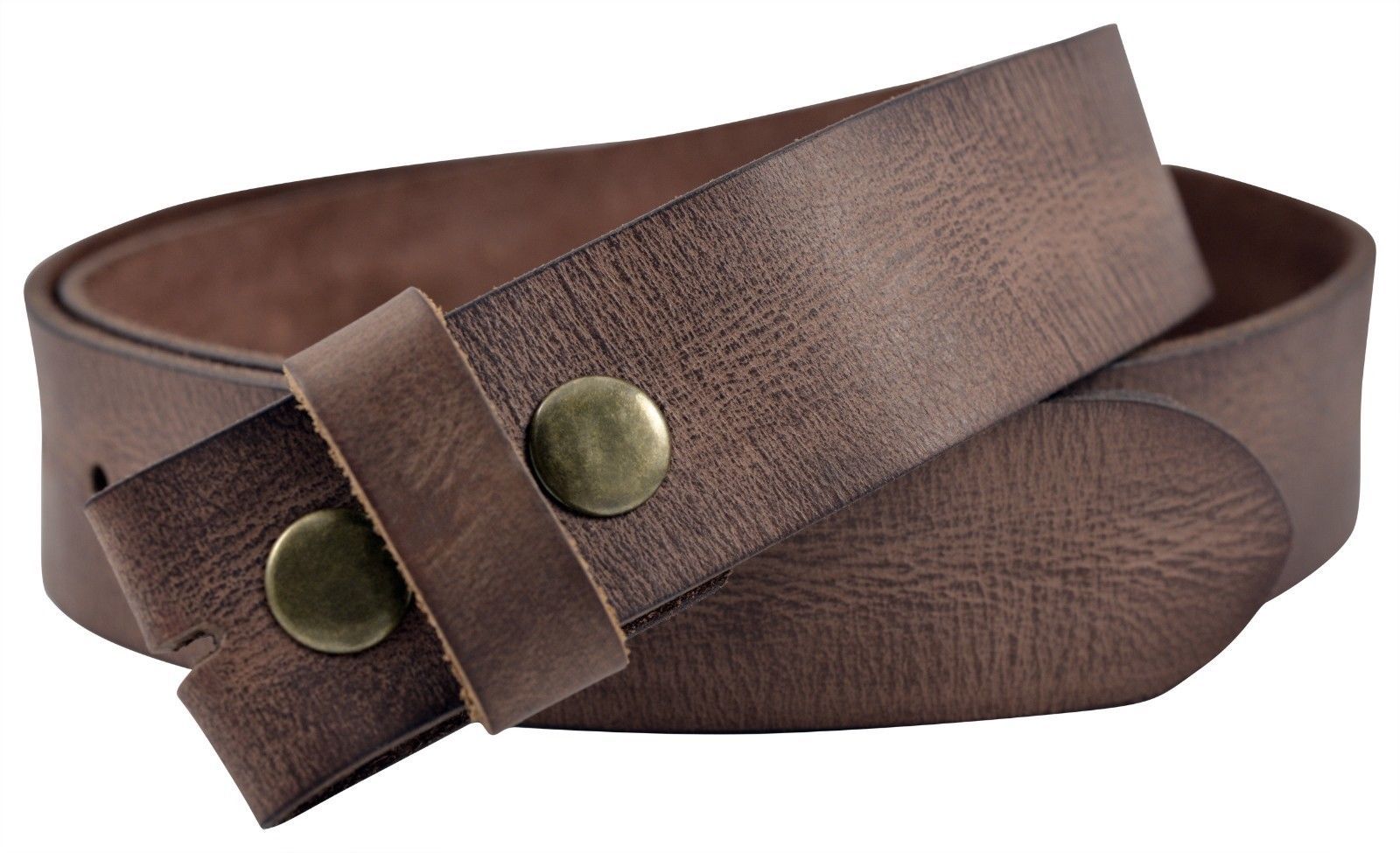 Vintage Full Grain Buffalo Leather Solid 1-Piece Belt Strap – Brown