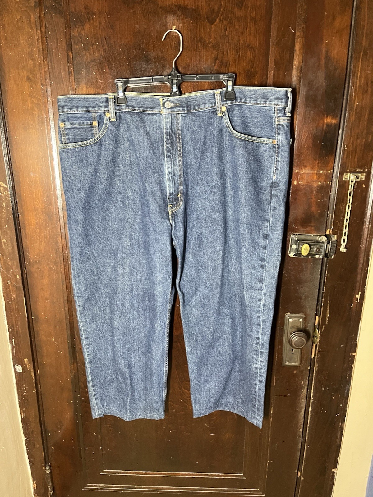 Levis 550 Jeans Mens 46×29 (46×24) Blue Medium Wash Relaxed Fit Hemmed Legs