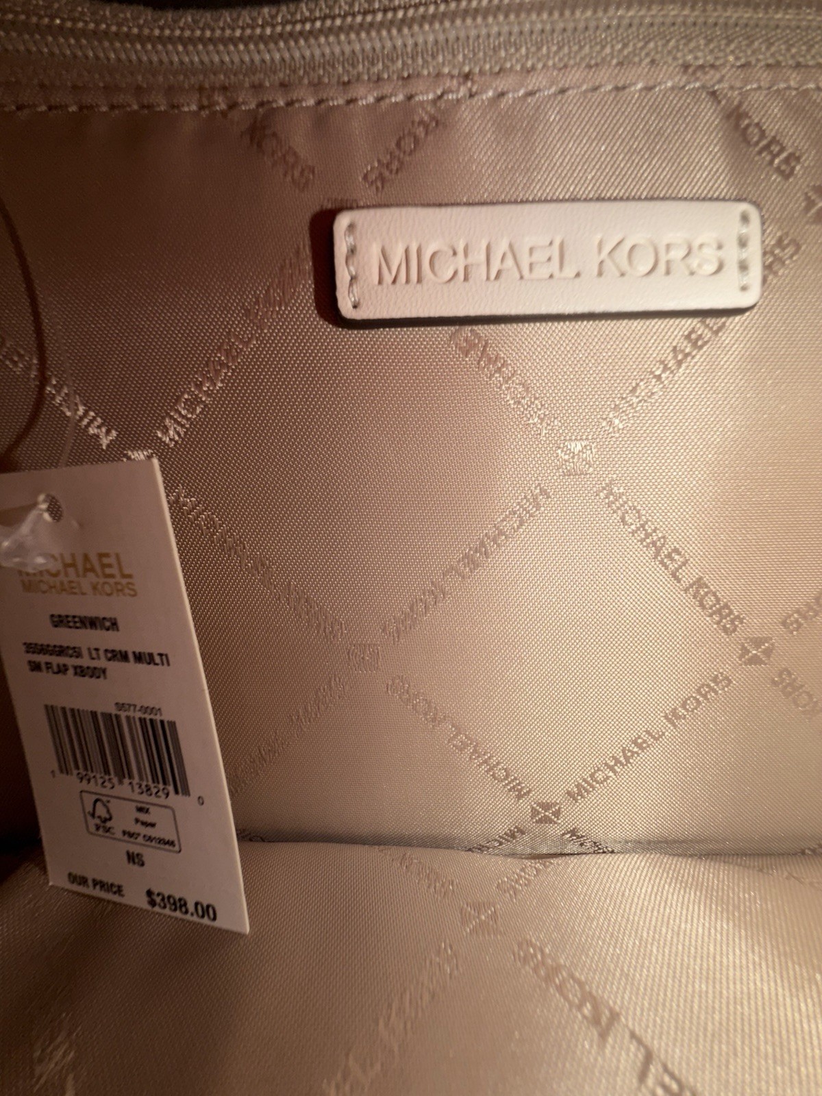 Michael Kors Greenwich Small Shoulder Flap Crossbody Bag Light Cream Multi