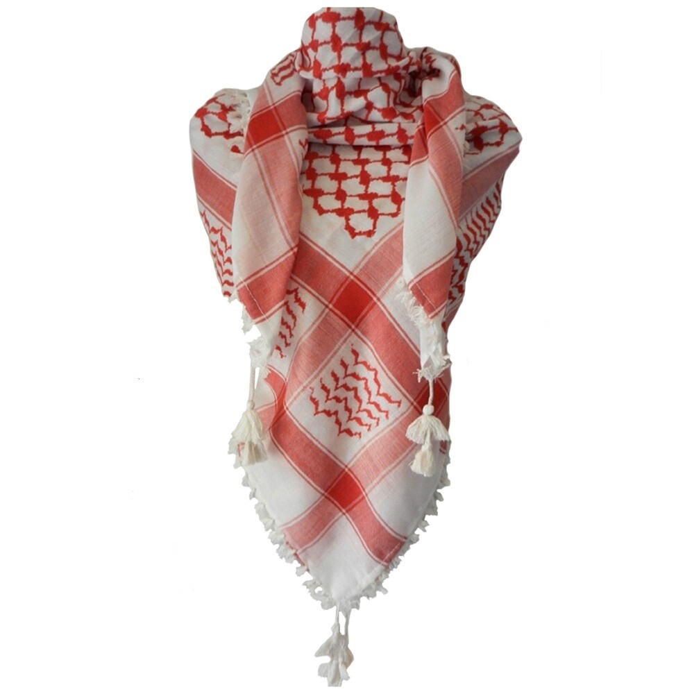 Red And white Embroided Arab Shemagh Head Scarf Neck Wrap Cottton