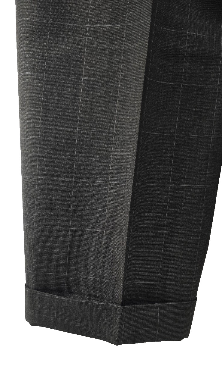 Jos A Banks 100% Wool Mens Dk Gray 46R 2 Pc Suit with Cuffed Pleated Pants 40×29
