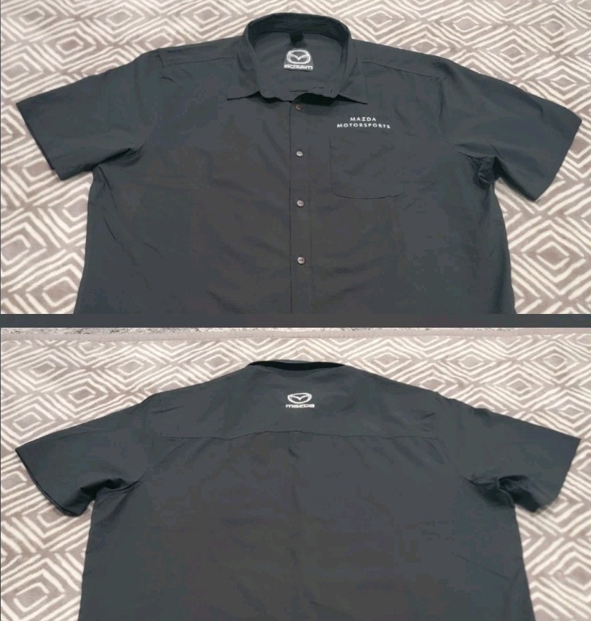 NWOT Stormtech MAZDA MOTORSPORTS Button Up Shirt Men 2XL Black Short Sleeve