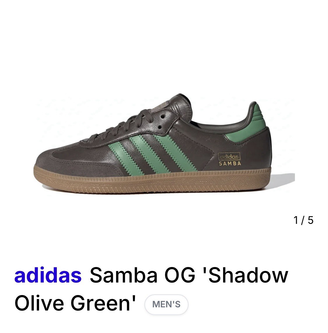 Adidas Samba OG Olive Green Size US 10M 11W