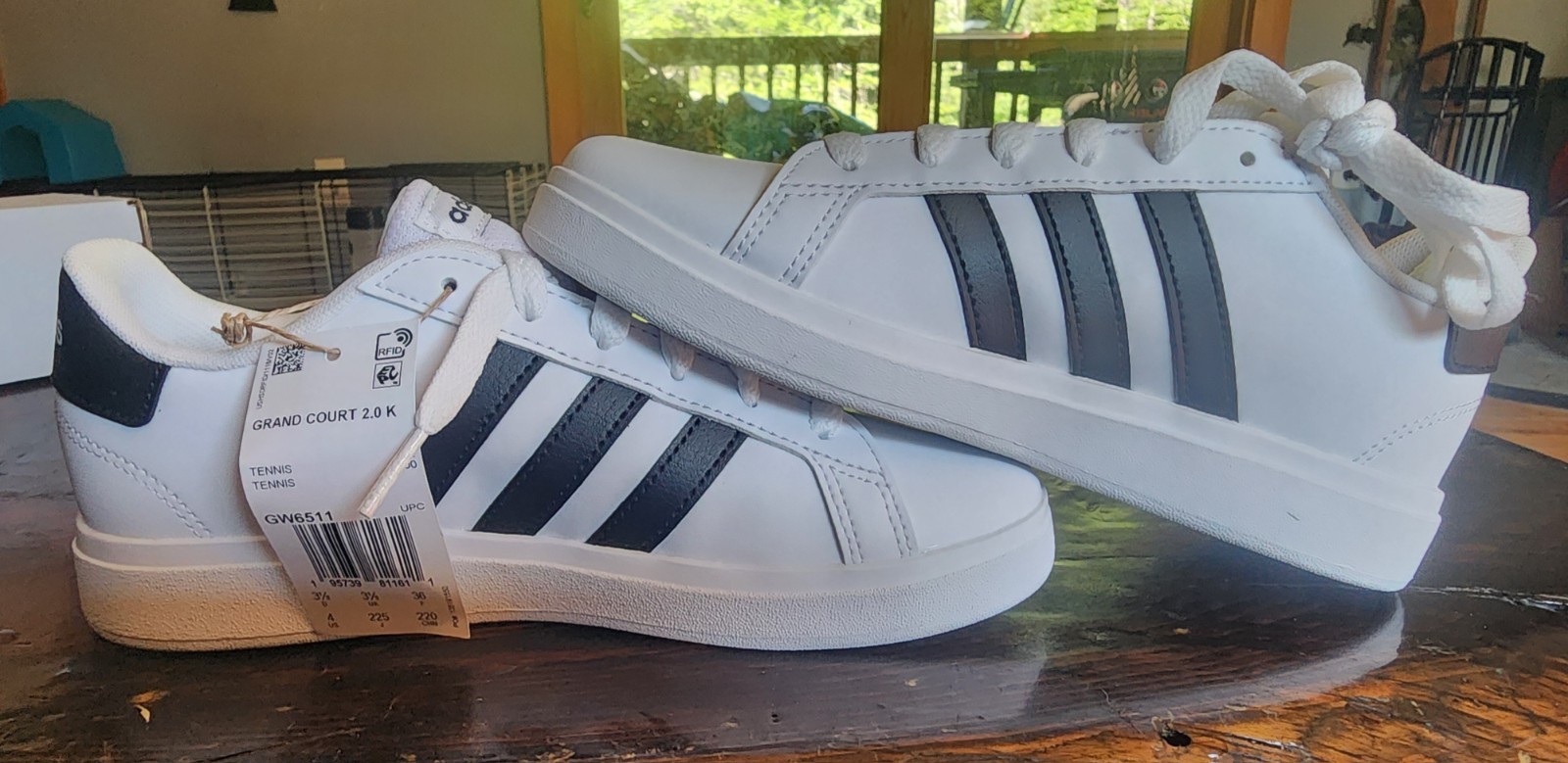 adidas Grand Court 2.0 K Unisex Kids Low Top White/Black US 4 GW6511