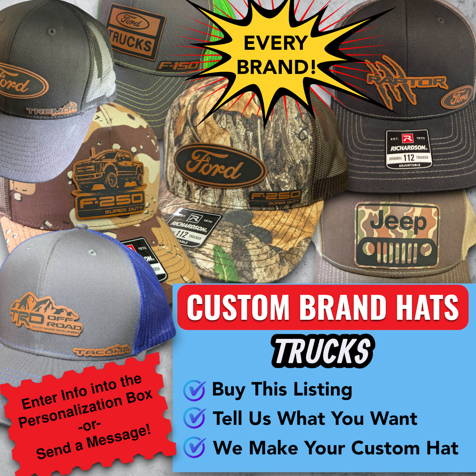 Trucker Hat Baseball Cap Customized Ford King Ranch F150 F250 F350 NEW