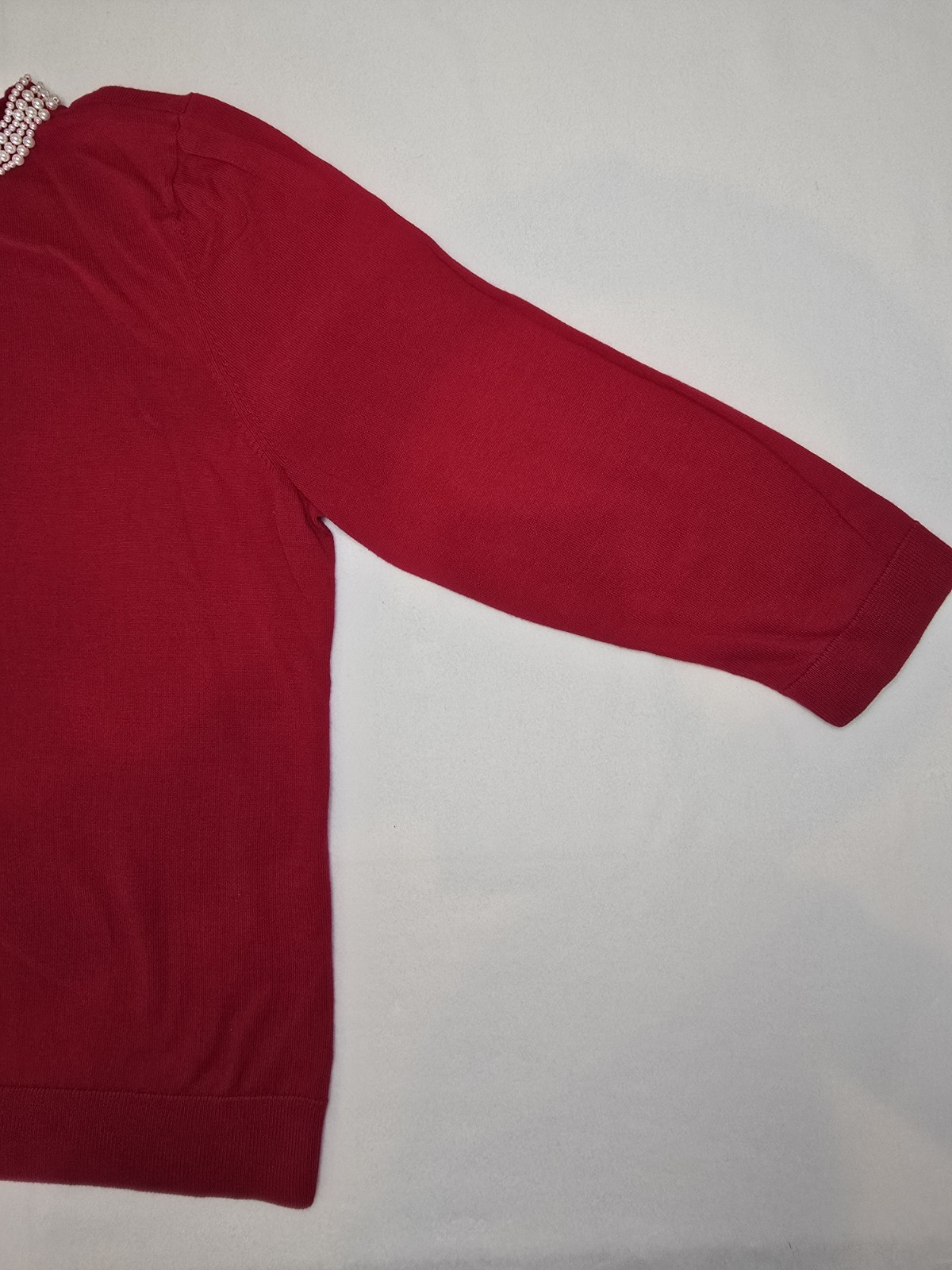 Talbots Petites XL Petites Sweater Faux Pearl Embellished Neckline Holiday Top