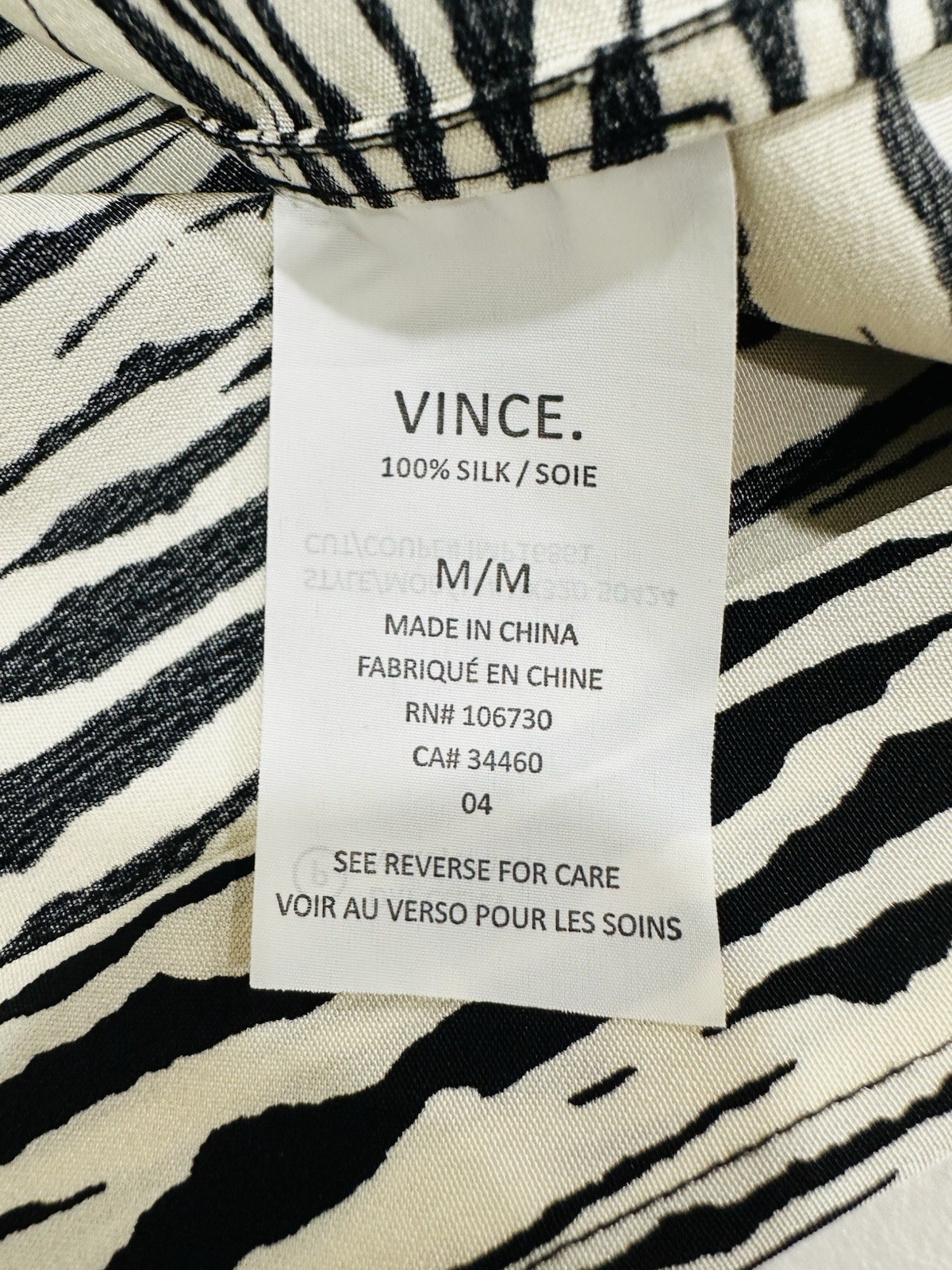 Vince Dress Women’s Size M 100% Silk Shift Monochrome Pockets Mini-Length