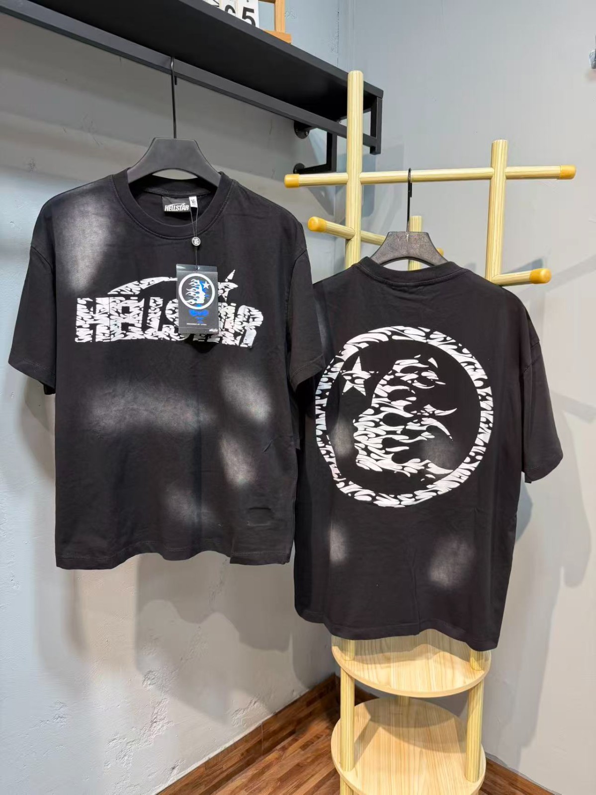 Hellstar Washed Black Street Style Cotton T-Shirt S-XL
