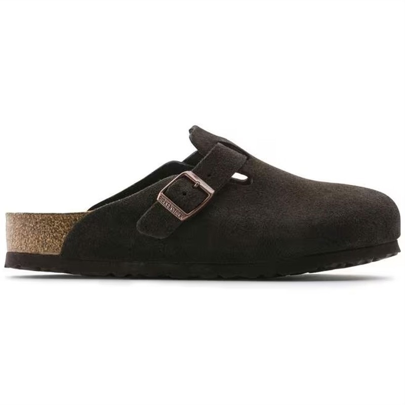 Birkenstock Boston Mocha Suede Leather Soft Footbed Unisex Clog Shoes All Sizes