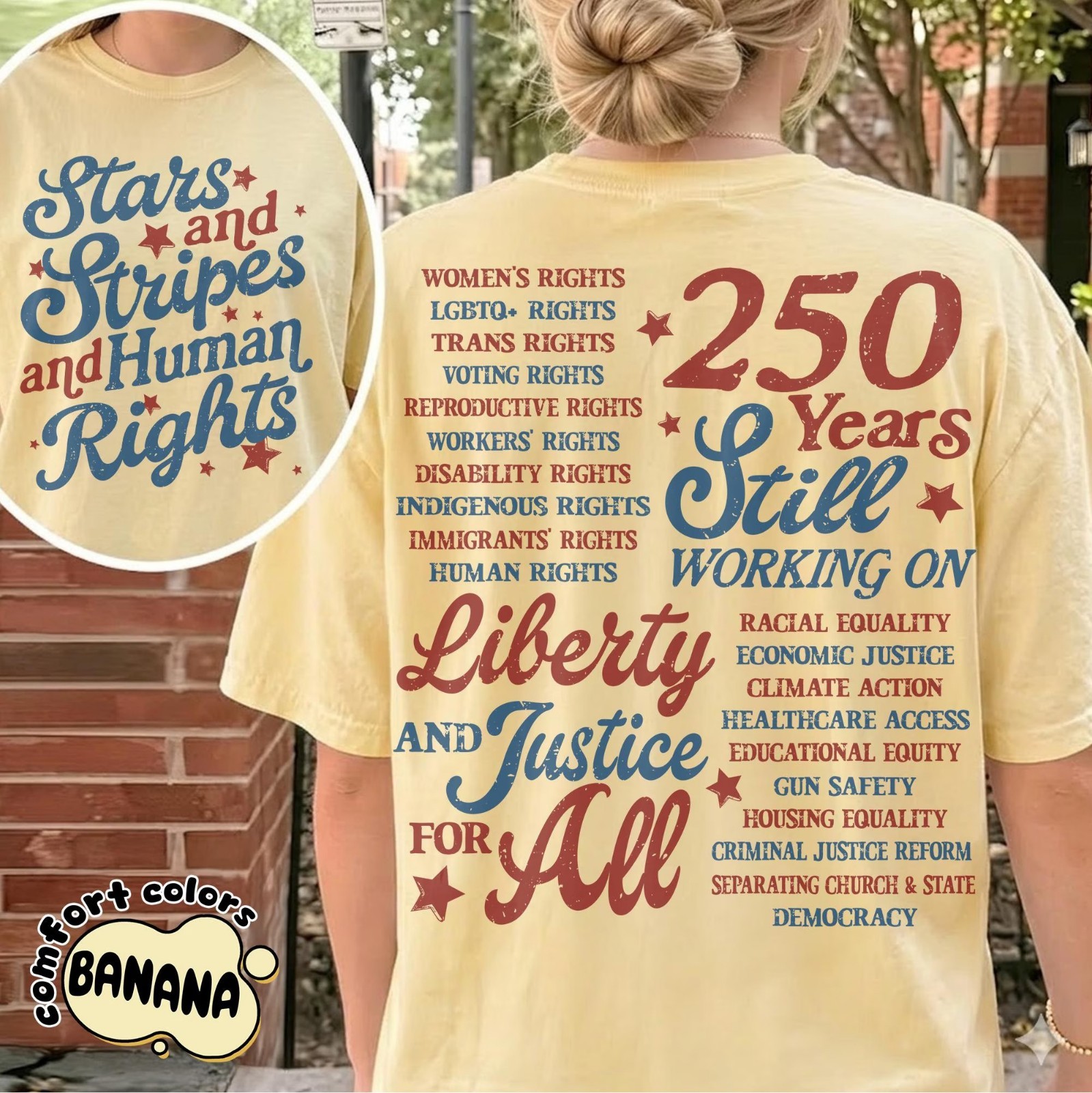 Stars Stripes Human Rights Shirt Patriotic Social Justice 4th of July Tee