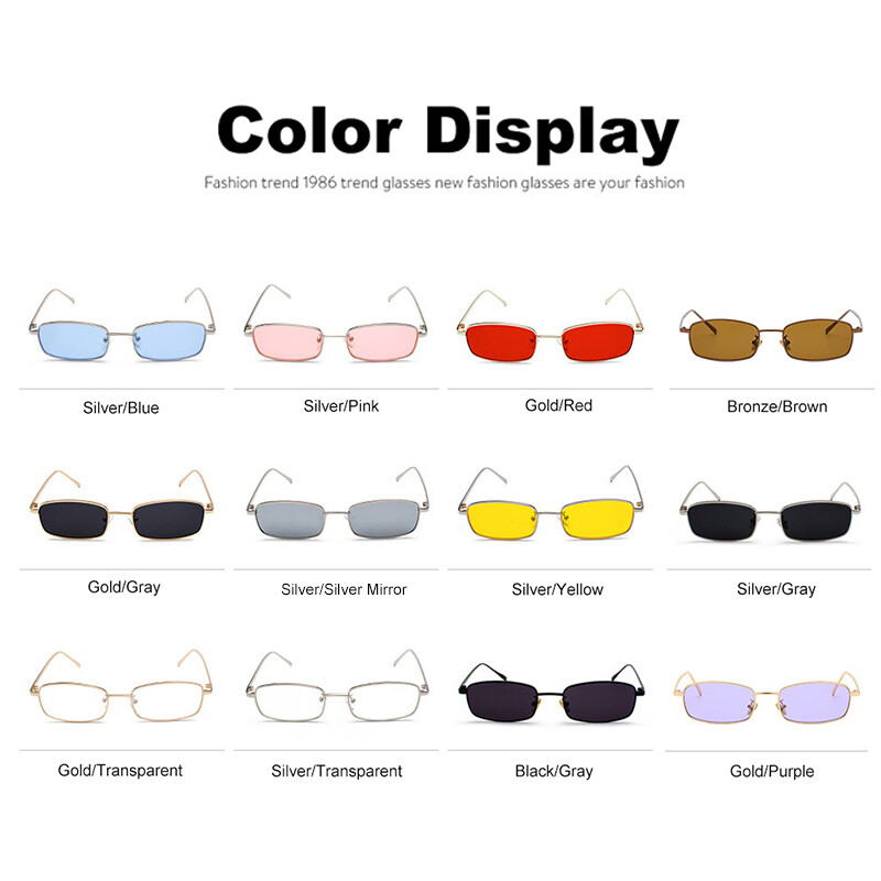 Fashion Slender Square Sunglasses 90s Retro Stylish Small Metal Trendy Glasses