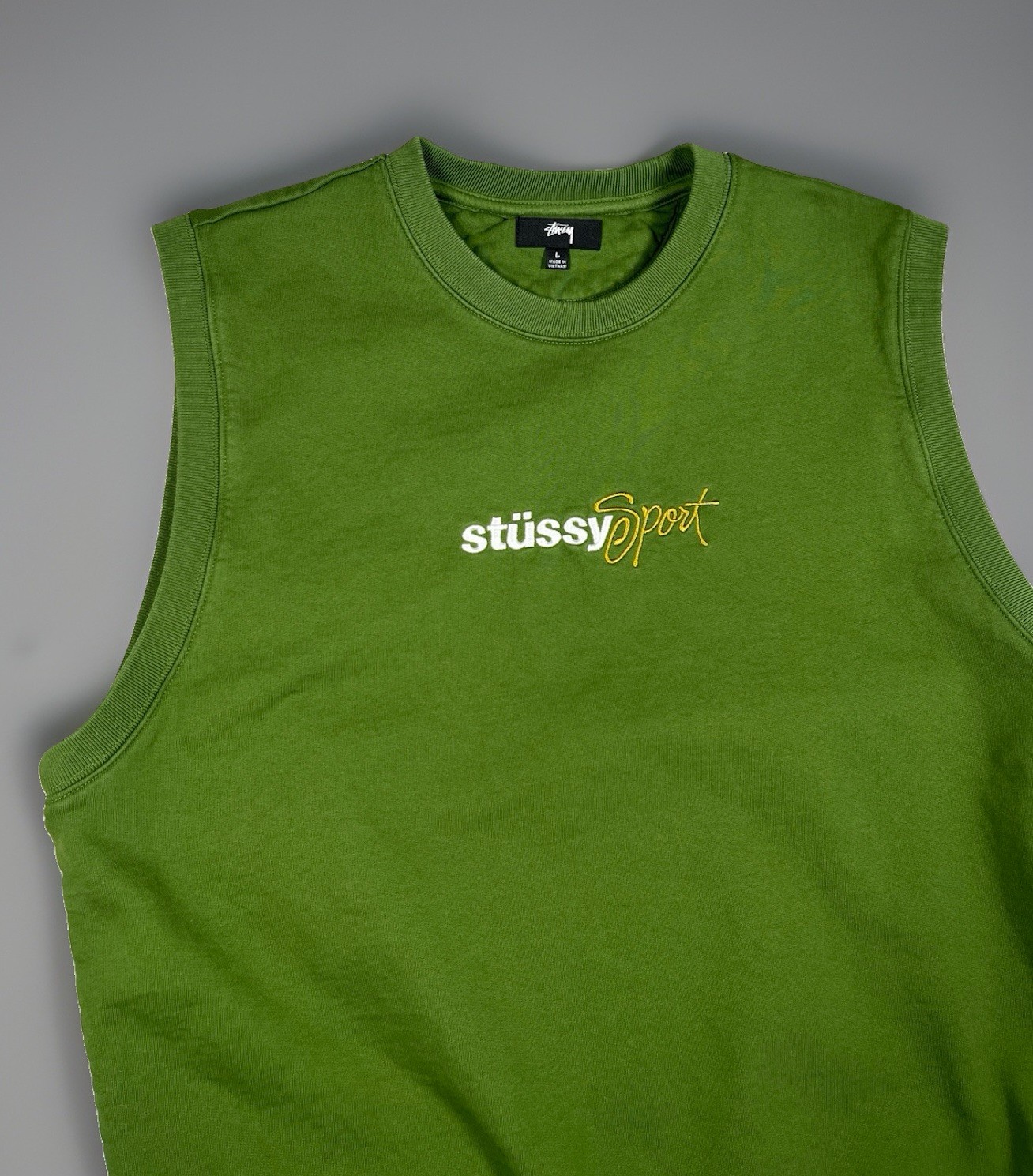 Stussy Sport Fleece Vest Green Men’s Size Large Embroidered Logo