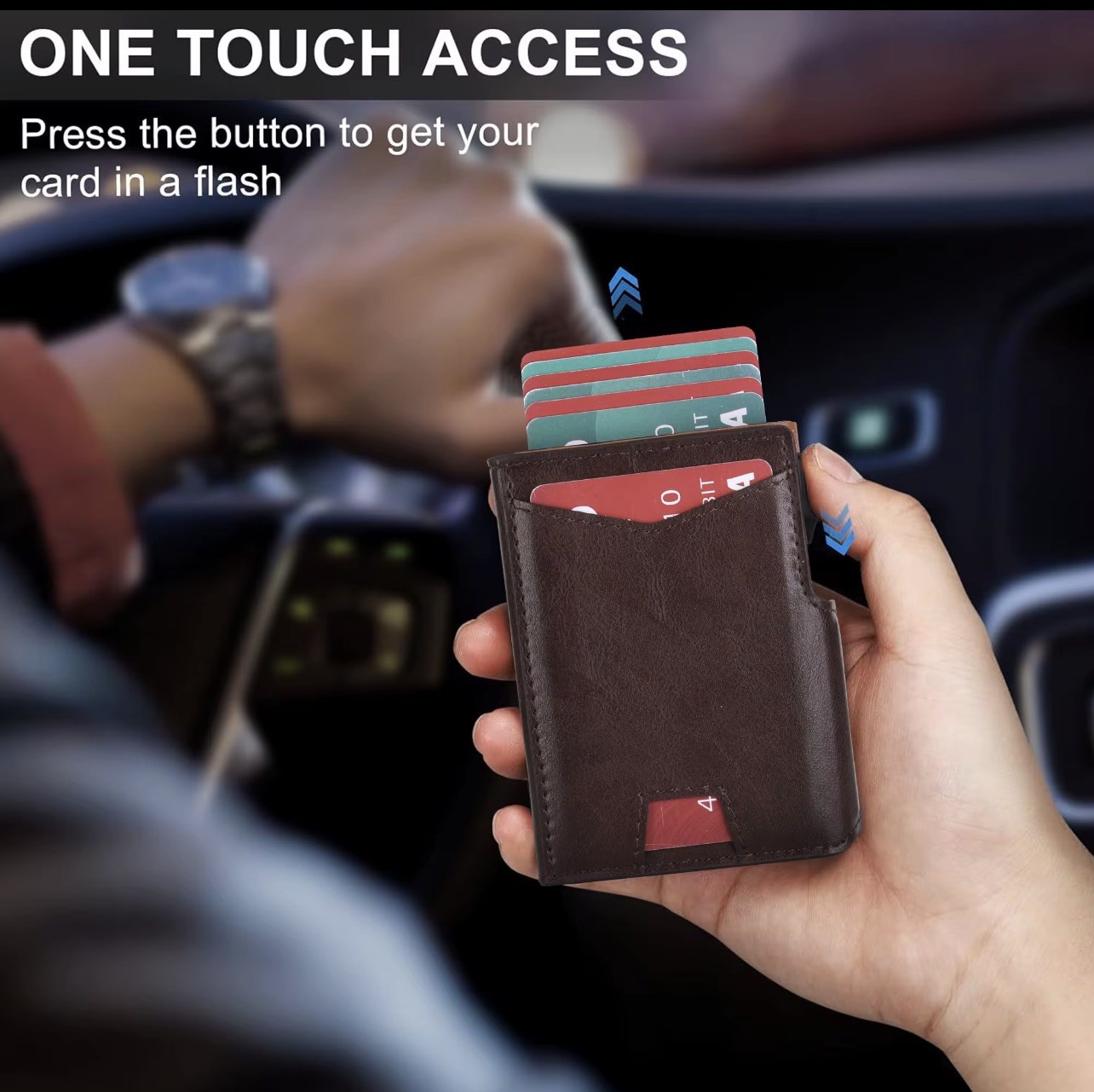 Wallet for men Smart Pop Up RFIDBlocking Slim MetalCard Holder withID Window