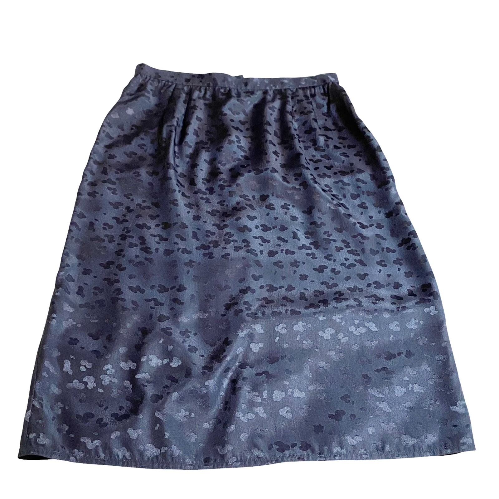 Oasis? A Line Long Black Leopard PRint Skirt Size 12 RN 58142 Zip Up Trendy