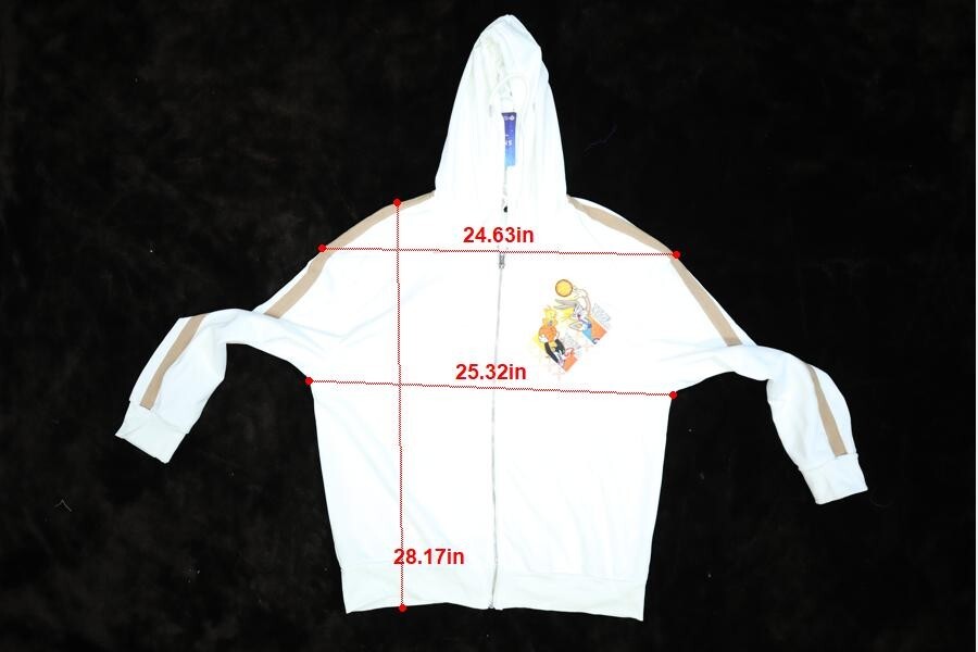 Shein x Space Jam Tune Squad Licensed Full Zip Hoodie Sweatshirt White Mens M