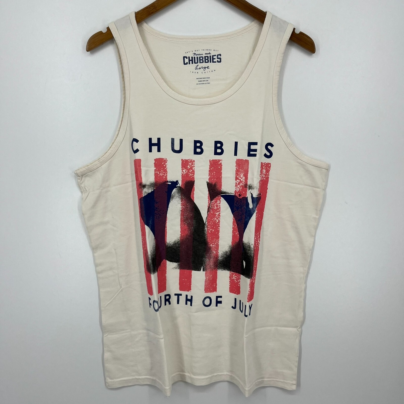 Chubbies Tank Top Men’s Size L White Cream Fourth of July 4th USA Cotton New NWT