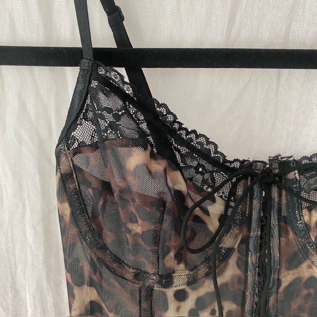 Leopard Print Lace Up Corset Top Indie Sleaze Gothic Glam Fashion Nova XS