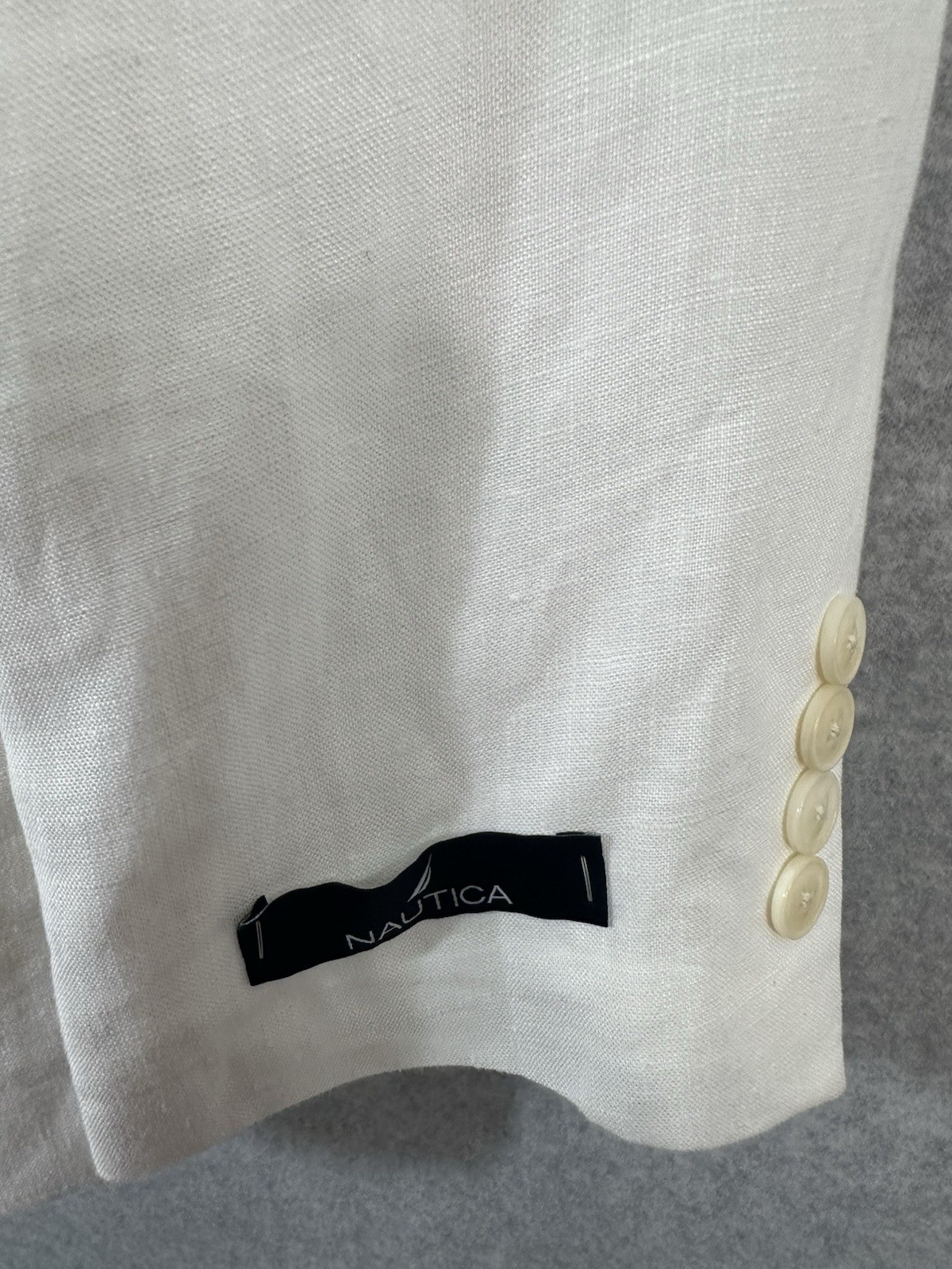 Nautica 100% Linen Blazer Mens 38S White Modern Fit Sport Coat