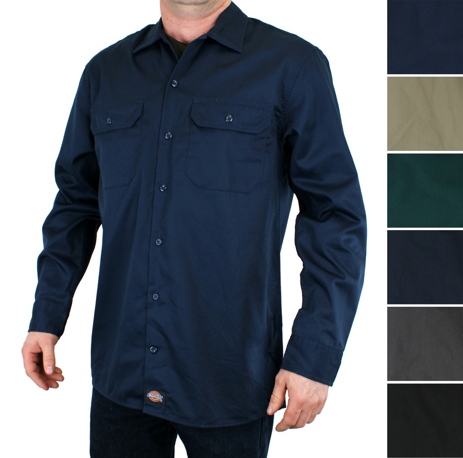 Dickies Men’s Work Shirt, Cotton Blend Long-Sleeved Work Shirt, Front Pockets