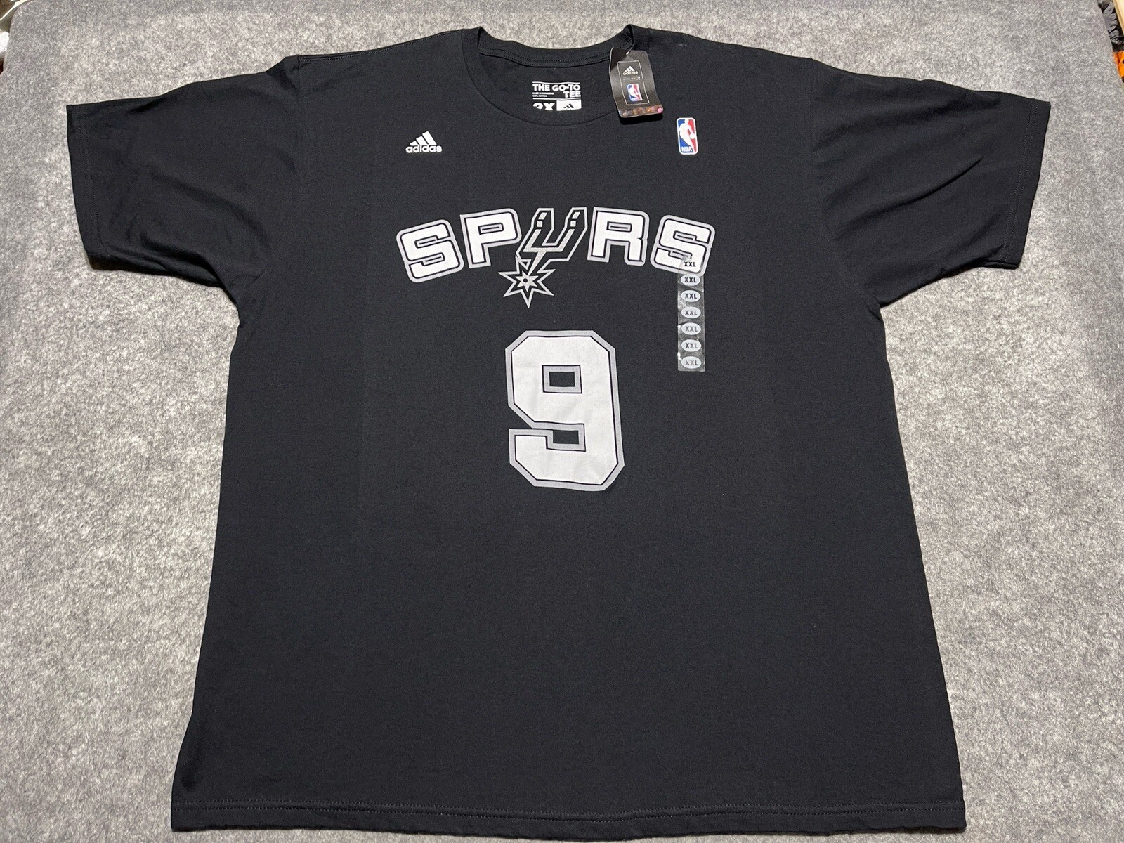 NEW Adidas Black 2XL #9 Tony Parker San Antonio Spurs NBA basketball Shirt Point