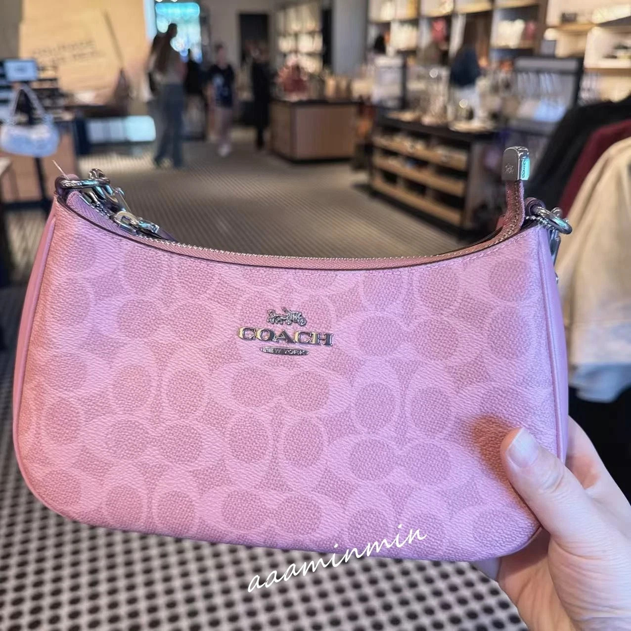 NWT COACH Teri Shoulder Bag In Signature Canvas CV933 Dusty Pink